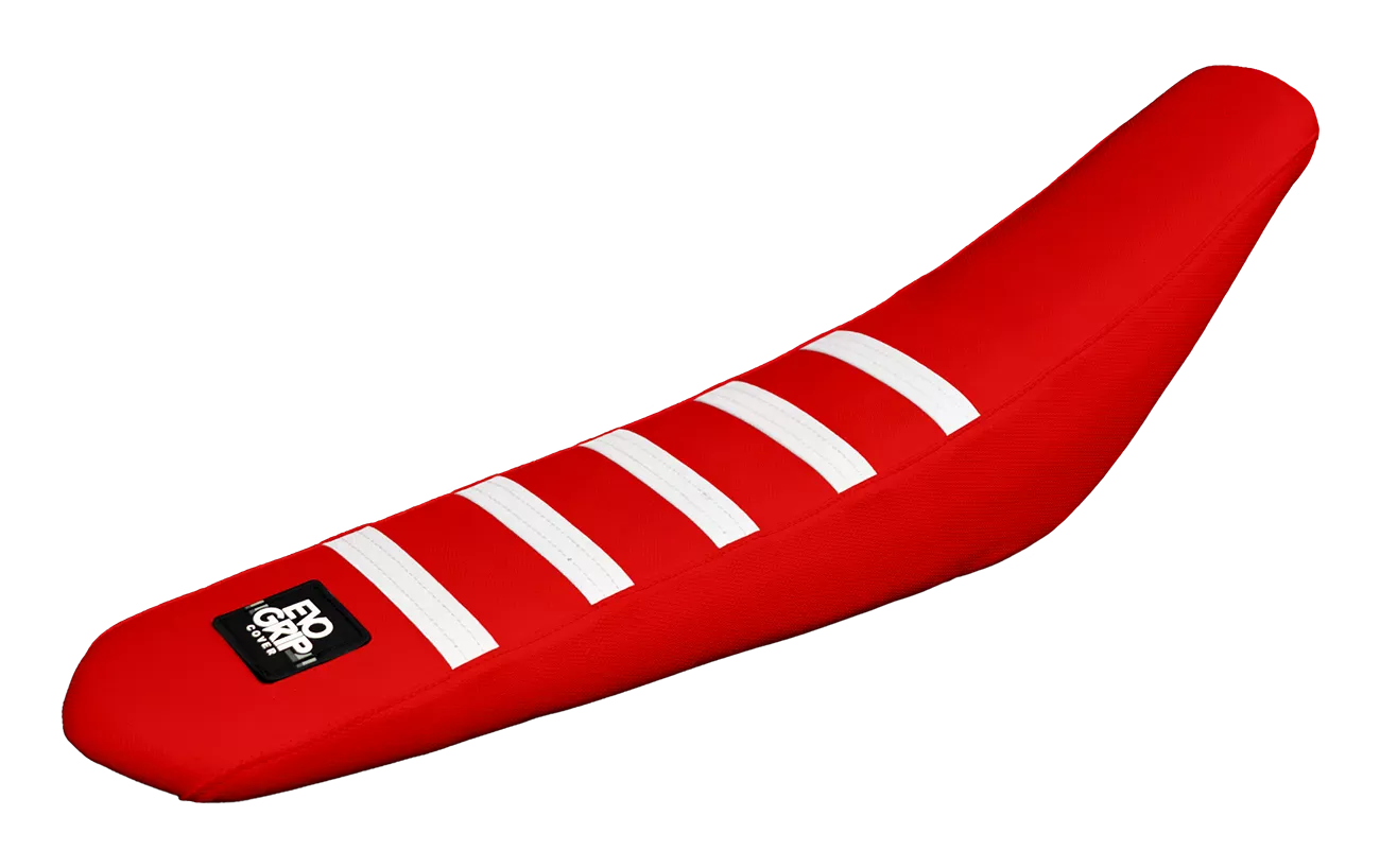 Housse de selle Honda rouge, avec 5 ribs blancs